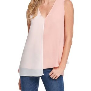 DKNY NWT Peach/Blush Colorblock Blouse